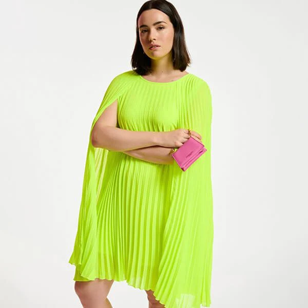 Dartha Pleated Cape Dress - High Alert - Image 5