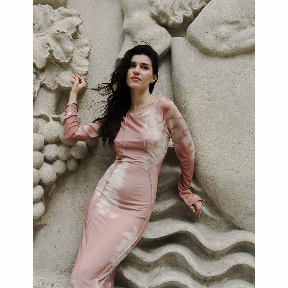 Eva Woven Dress - Abstract Misty Rose / Tofu - Image 5