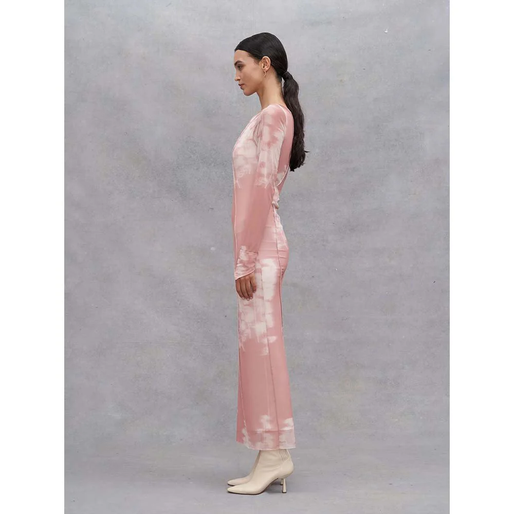 Eva Woven Dress - Abstract Misty Rose / Tofu - Image 6