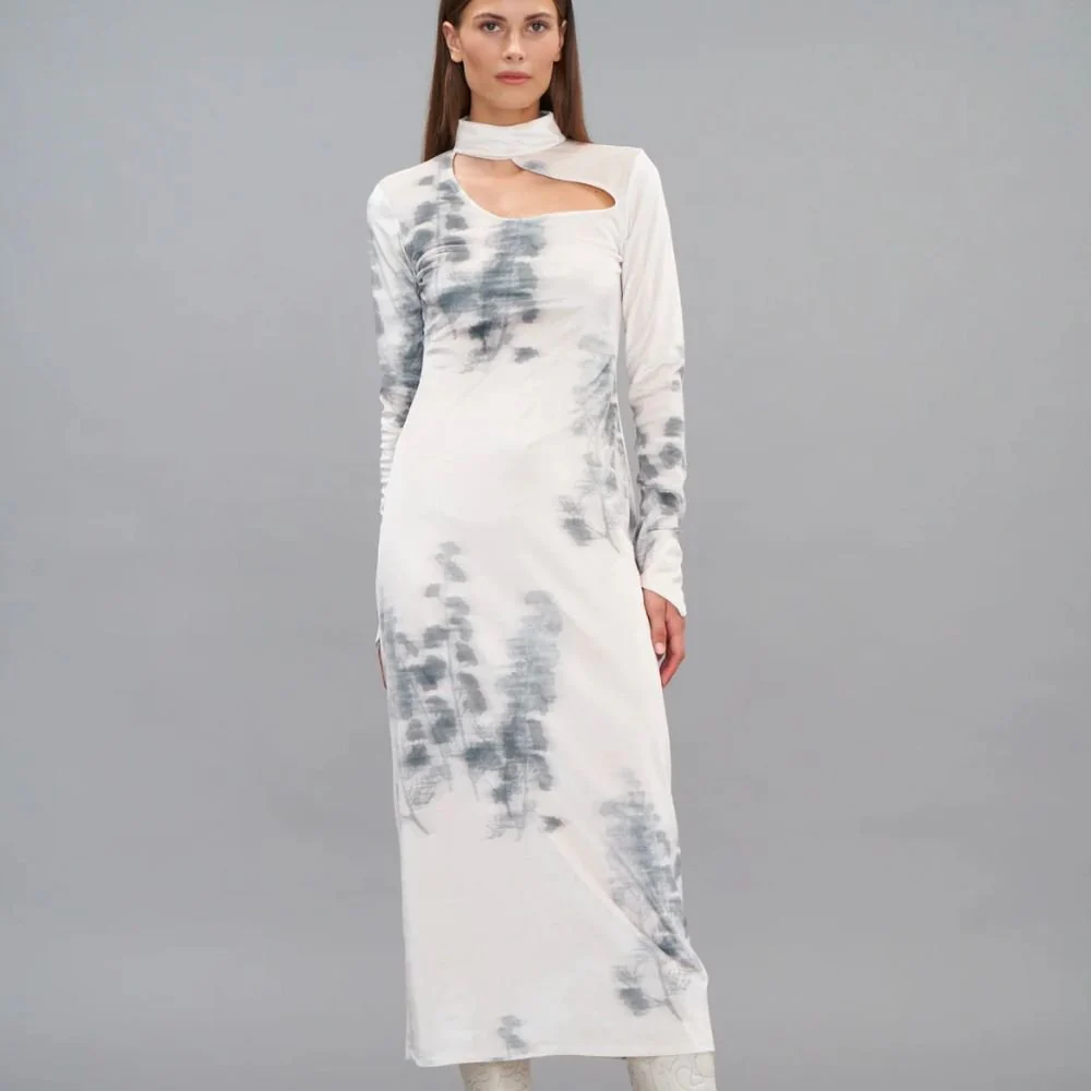 Gaia Dress - Abstract Tofu & Green Forest - Image 5