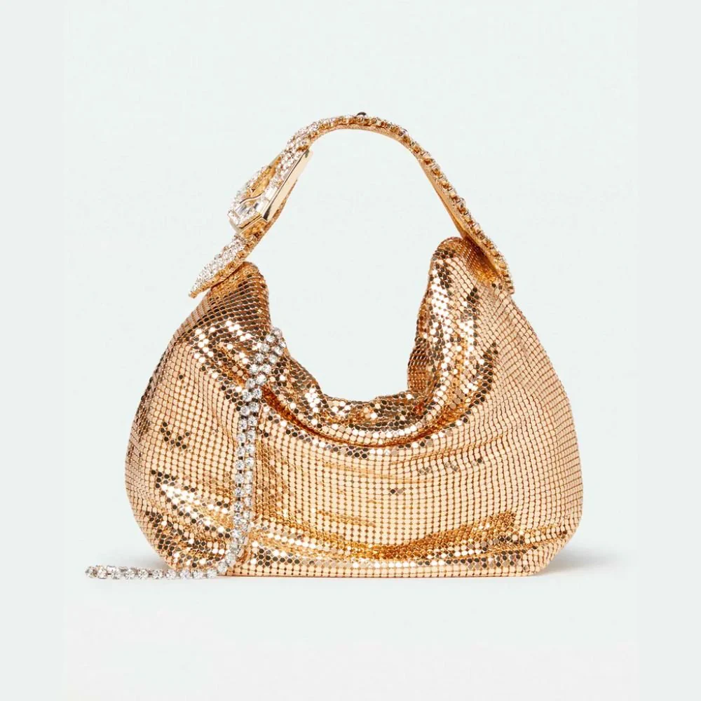 Jill Metal Mesh Gold Bag - Image 4