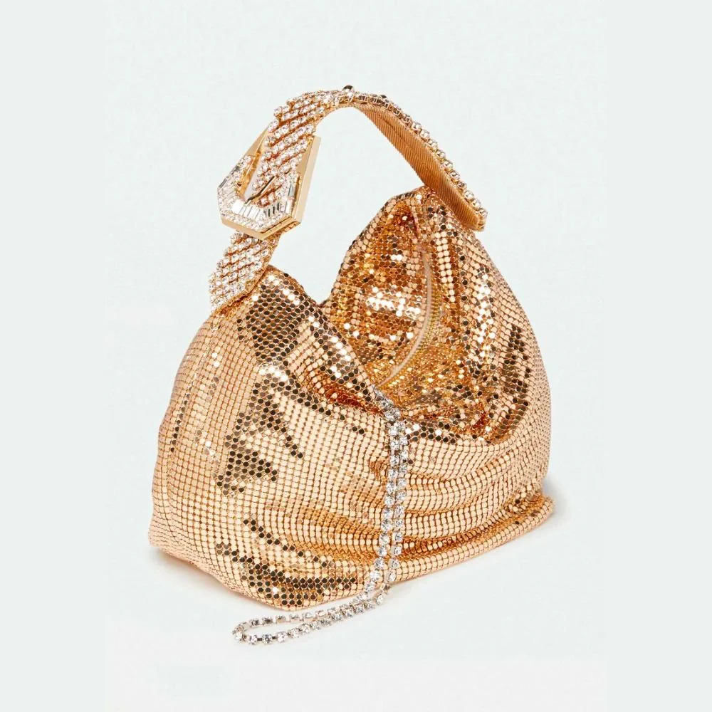 Jill Metal Mesh Gold Bag - Image 5