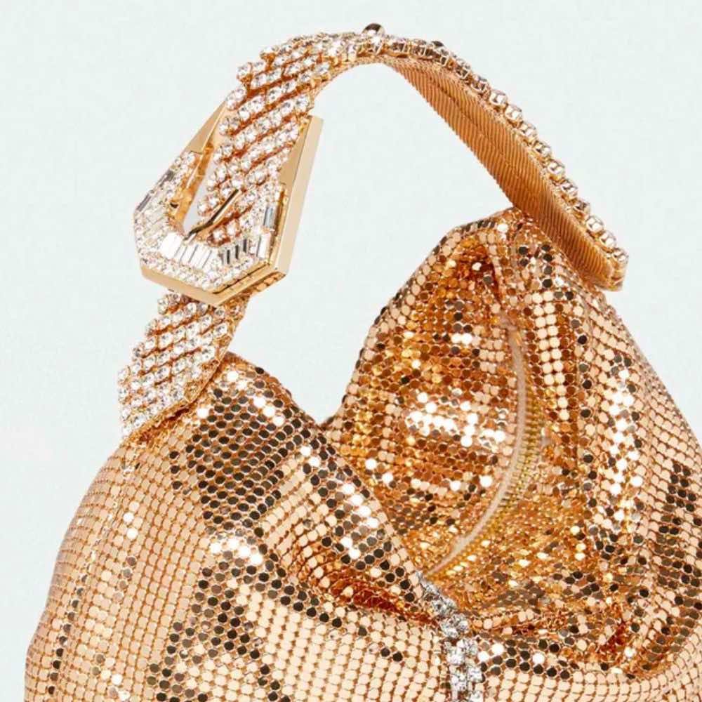 Jill Metal Mesh Gold Bag - Image 7
