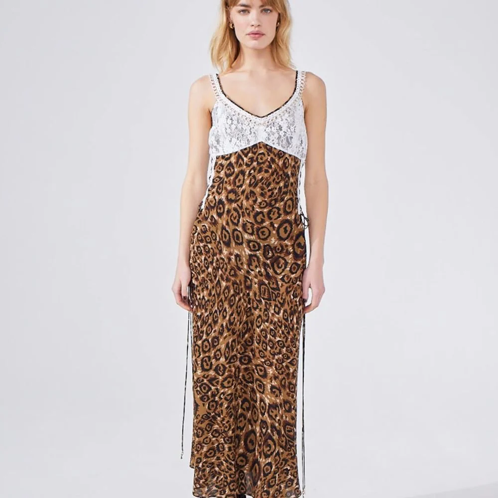 Arizona Lace Bust Slip Dress - Camel & Black - Image 3