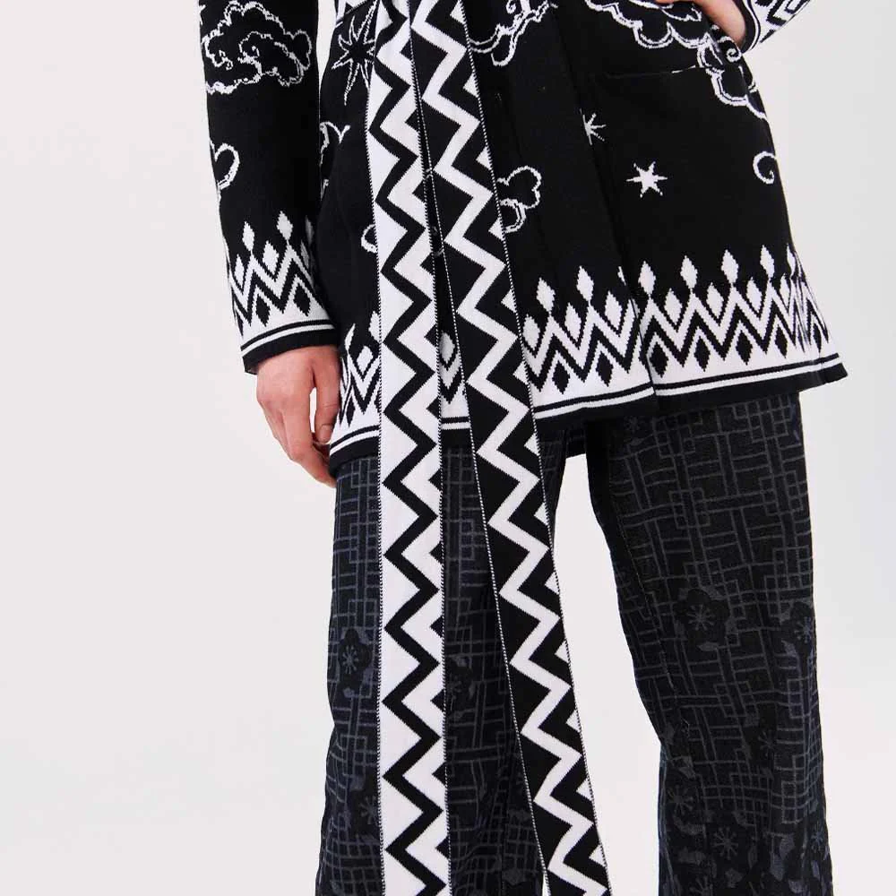 Cotton Jacquard Cardigan - Lucky Clouds Black - Image 5