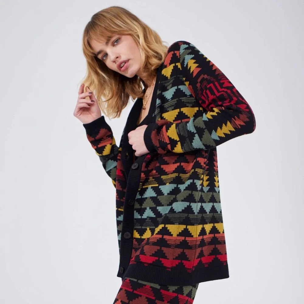 Cotton Wool Blend Jacquard Cardigan - Marley Multicolour - Image 3