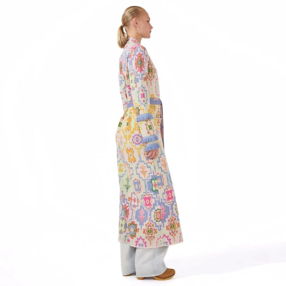 Magic Mosaic Cotton Jacquard Duster - Blue - Image 3