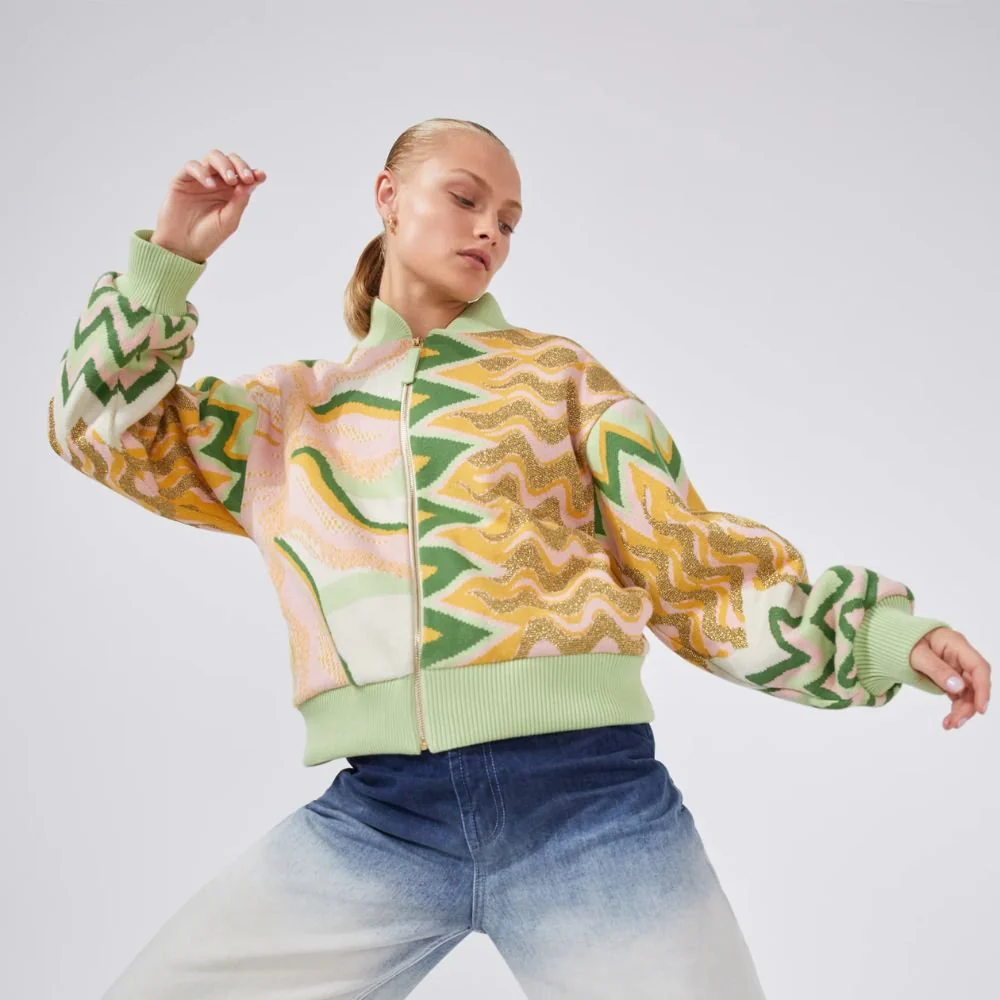 Under The Sun Jacquard Bomber Jacket - Image 2