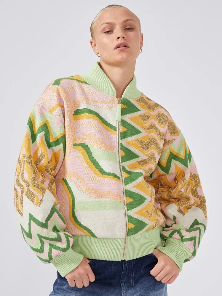 Under The Sun Jacquard Bomber Jacket - Image 3