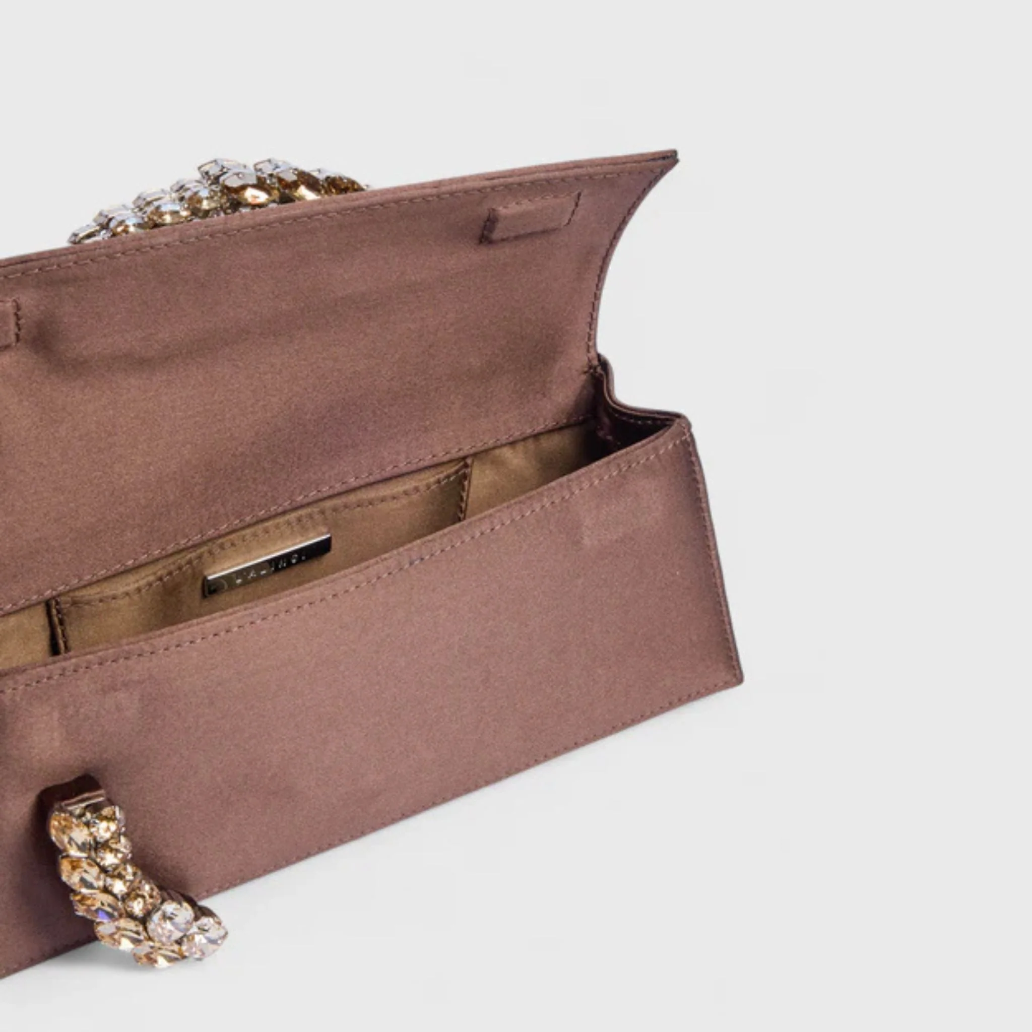 Karma Satin Clutch- Chocolate Brown - Image 5