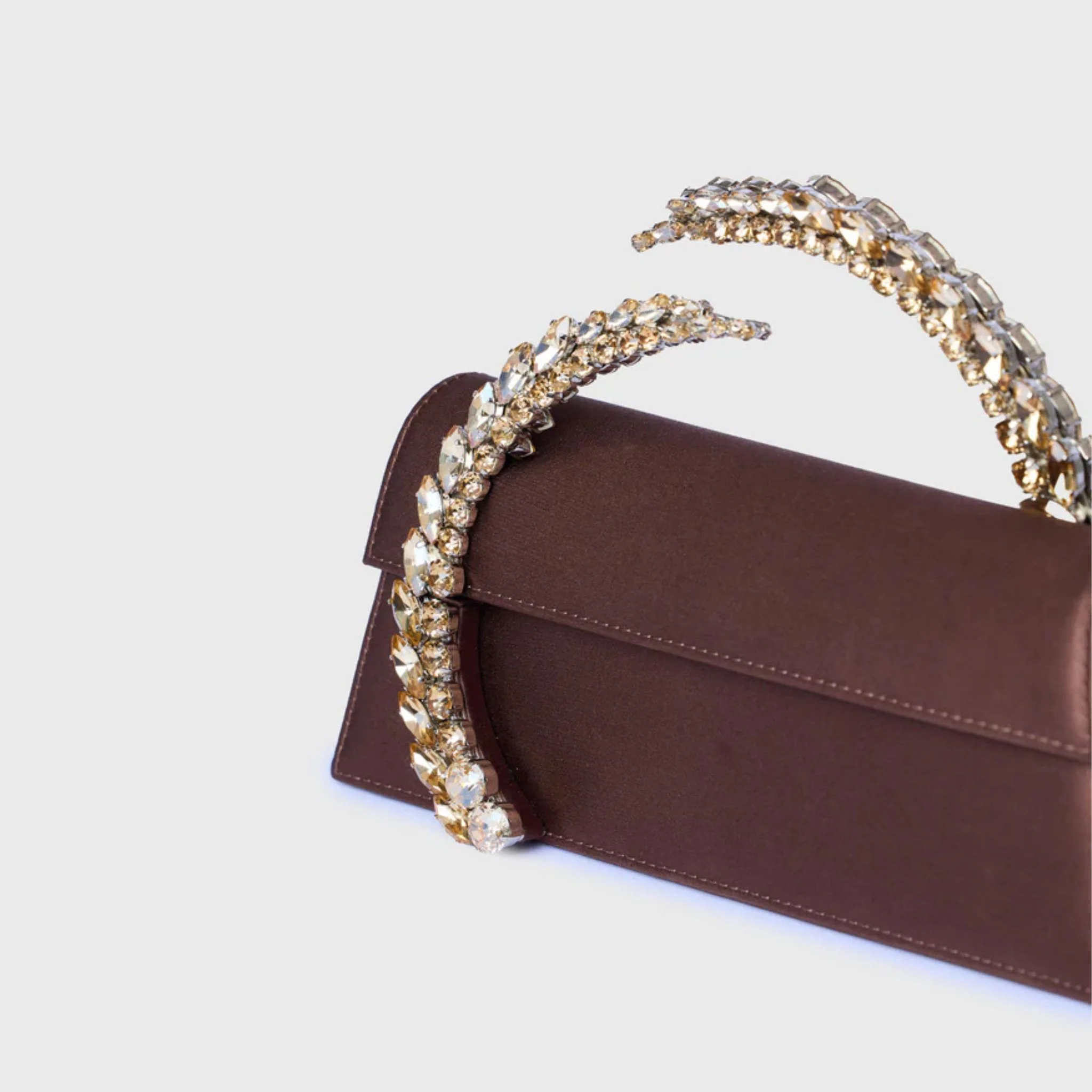Karma Satin Clutch- Chocolate Brown - Image 6