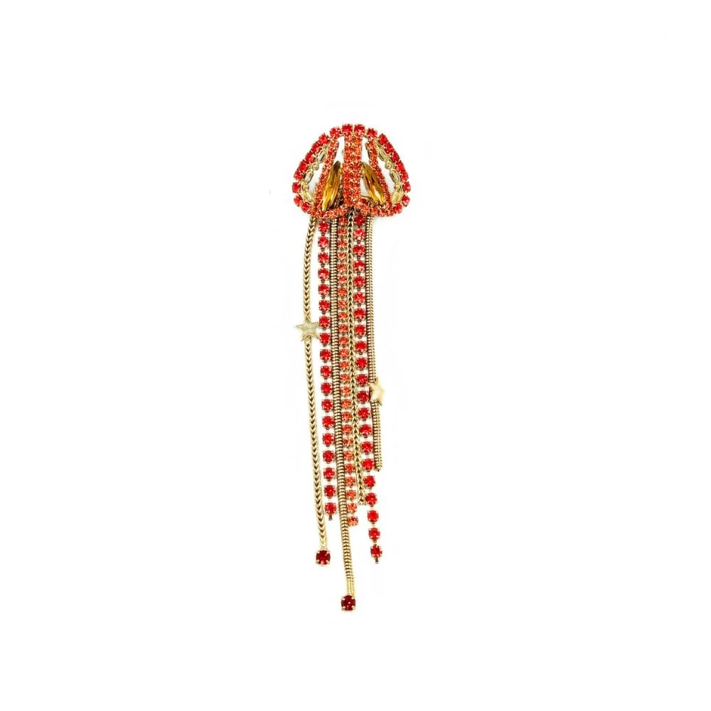Nerea Brass Earrings - Orange & Gold - Image 2