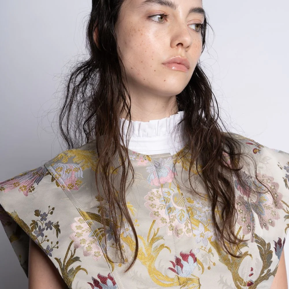 Brocade Top With Hip Panels - Grey - Image 4