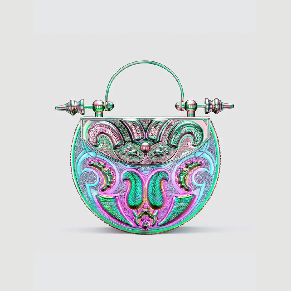 Palmette Oval Minaudiere Multicolour Bag - Image 3