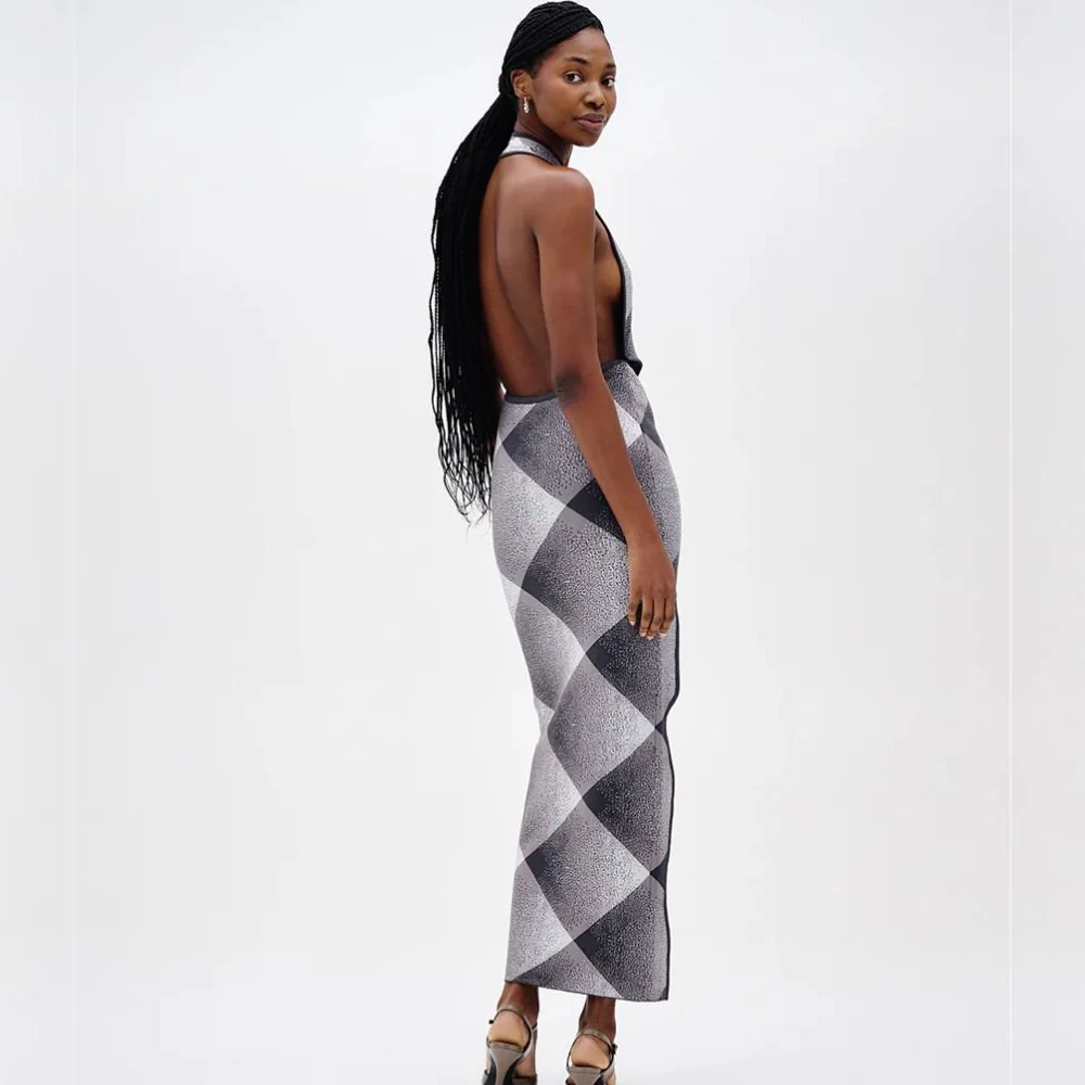 Kiwi Halterneck Wrap Dress - Charcoal Grey - Image 5