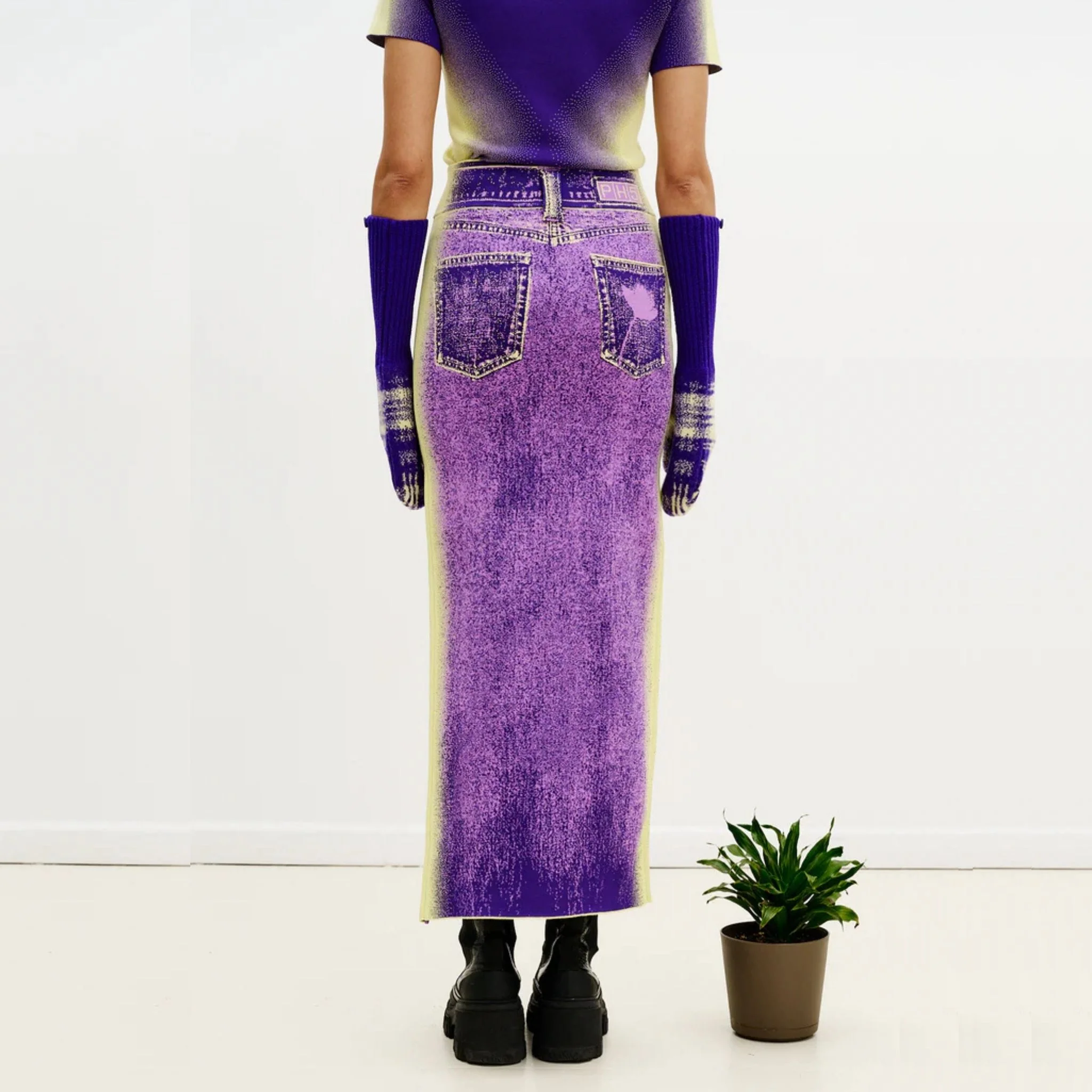 Lily Wavy Midi Denim Skirt - Purplicious - Image 3