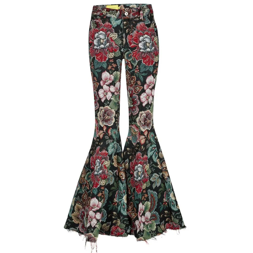Brocade Extreme Flare Trousers - Black
