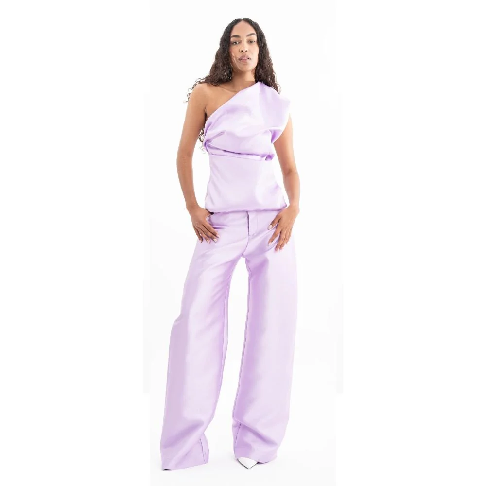 Mikado Sleeveless Draped Top - Lilac - Image 5