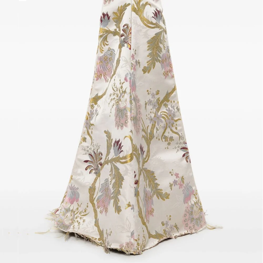 Satin Brocade Extreme Flare Trousers - Grey - Image 5