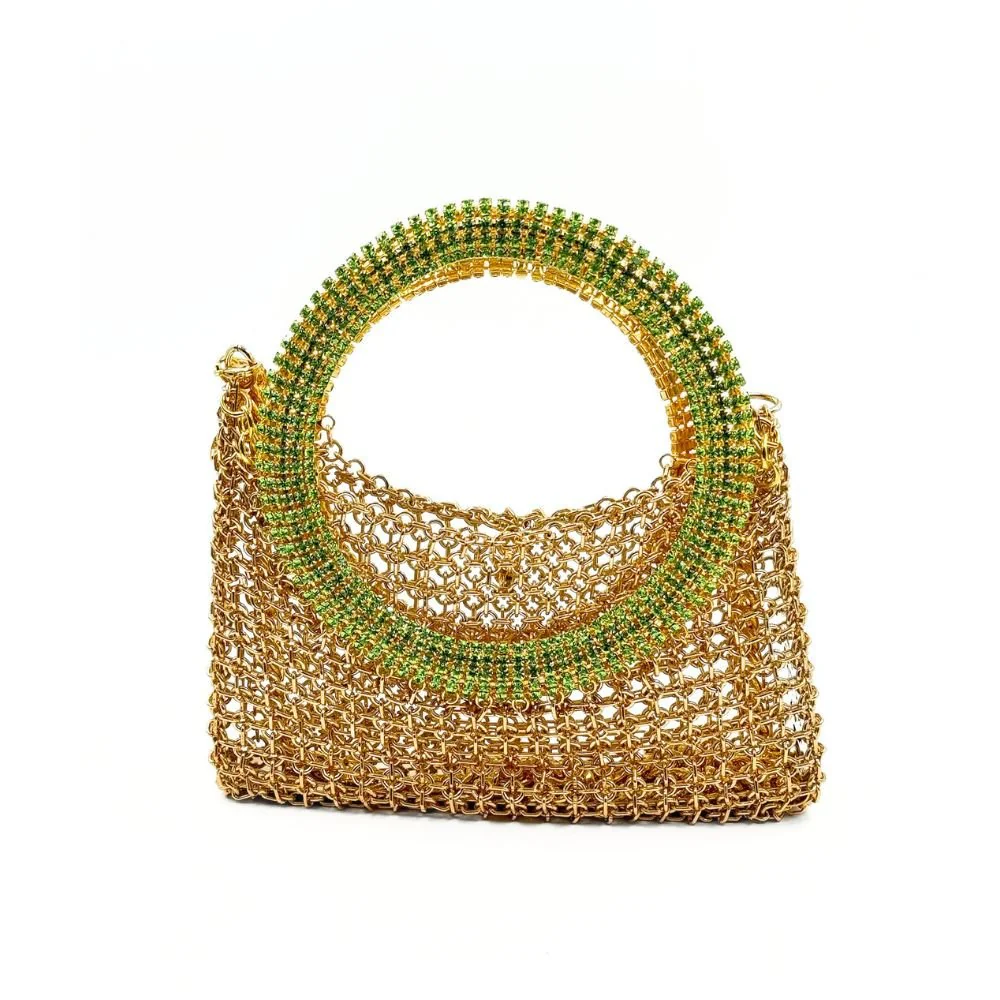 Luna Gold Bag With Green Peridot Handle