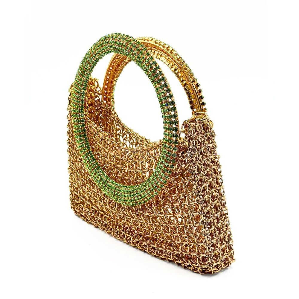 Luna Gold Bag With Green Peridot Handle - Image 2